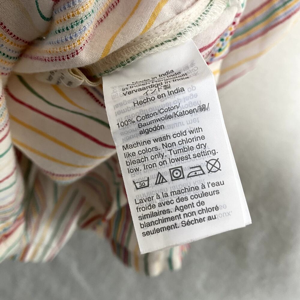 Madewell Button Front Rainbow Stripe Cami Tank Top Small Textural Embroidered - Picture 8 of 9